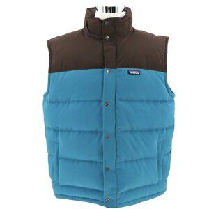 Patagonia Bivy Puffer Vest Full Zip Goose Down Blue Brown Men’s Size XXL